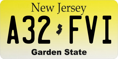 NJ license plate A32FVI