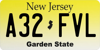 NJ license plate A32FVL