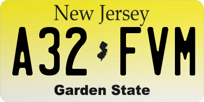 NJ license plate A32FVM