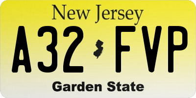 NJ license plate A32FVP
