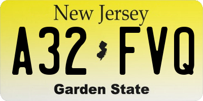 NJ license plate A32FVQ