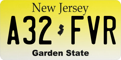 NJ license plate A32FVR