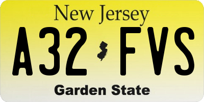 NJ license plate A32FVS