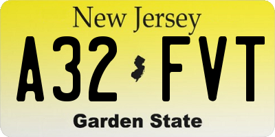 NJ license plate A32FVT