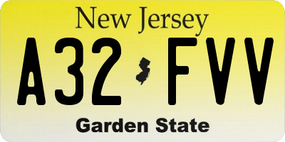 NJ license plate A32FVV
