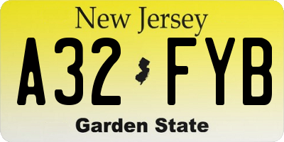 NJ license plate A32FYB