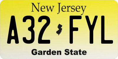 NJ license plate A32FYL
