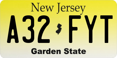 NJ license plate A32FYT