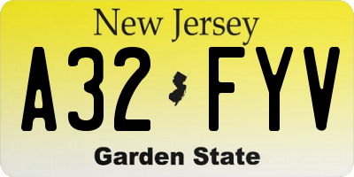 NJ license plate A32FYV