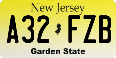 NJ license plate A32FZB