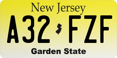 NJ license plate A32FZF