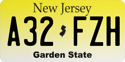NJ license plate A32FZH