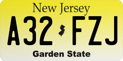 NJ license plate A32FZJ