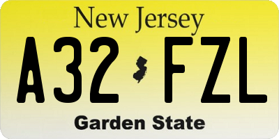 NJ license plate A32FZL