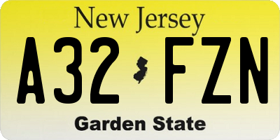 NJ license plate A32FZN