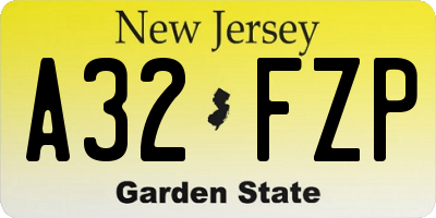 NJ license plate A32FZP