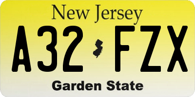 NJ license plate A32FZX