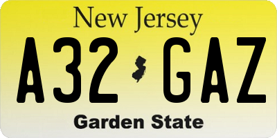 NJ license plate A32GAZ