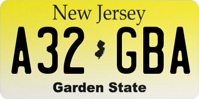 NJ license plate A32GBA