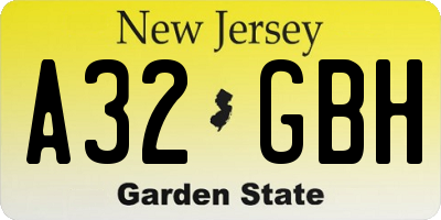 NJ license plate A32GBH