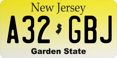 NJ license plate A32GBJ