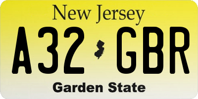 NJ license plate A32GBR