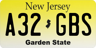 NJ license plate A32GBS