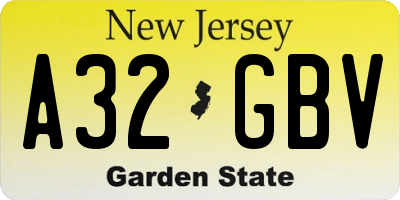 NJ license plate A32GBV