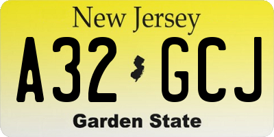 NJ license plate A32GCJ