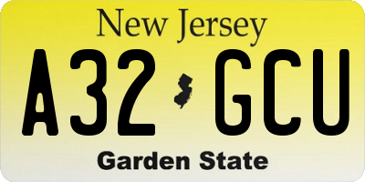 NJ license plate A32GCU