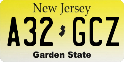 NJ license plate A32GCZ