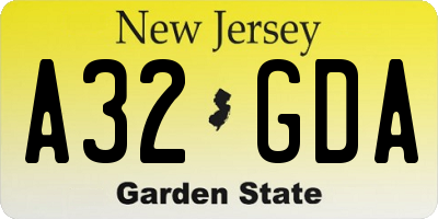 NJ license plate A32GDA