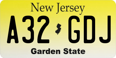 NJ license plate A32GDJ
