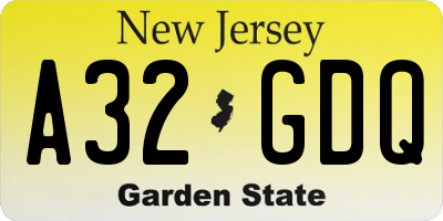 NJ license plate A32GDQ