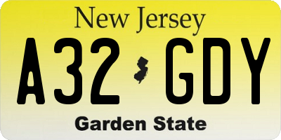 NJ license plate A32GDY