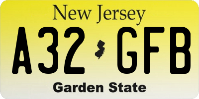 NJ license plate A32GFB
