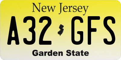 NJ license plate A32GFS