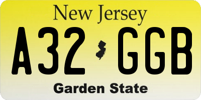 NJ license plate A32GGB