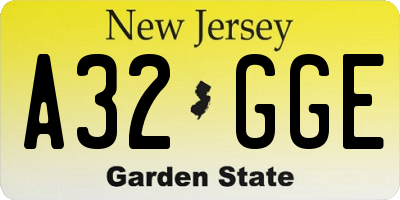 NJ license plate A32GGE