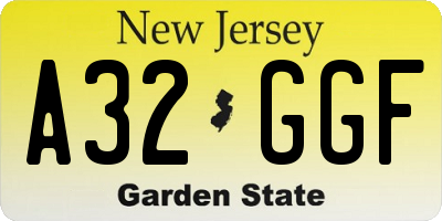 NJ license plate A32GGF