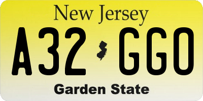 NJ license plate A32GGO