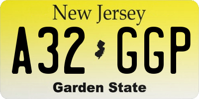 NJ license plate A32GGP