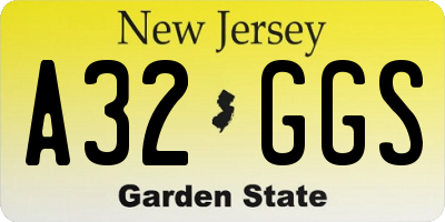 NJ license plate A32GGS
