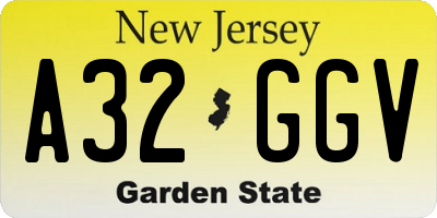 NJ license plate A32GGV