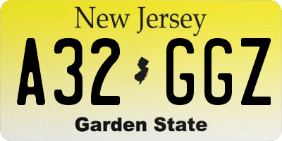 NJ license plate A32GGZ