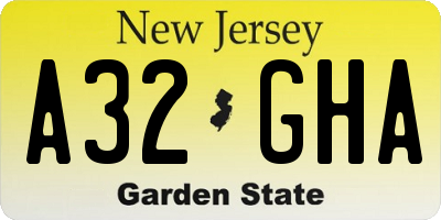 NJ license plate A32GHA