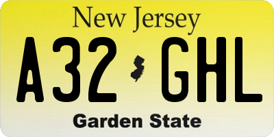 NJ license plate A32GHL