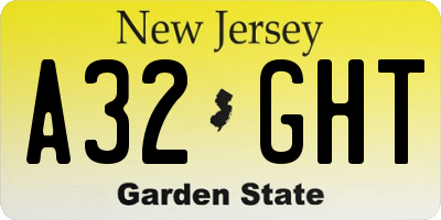 NJ license plate A32GHT