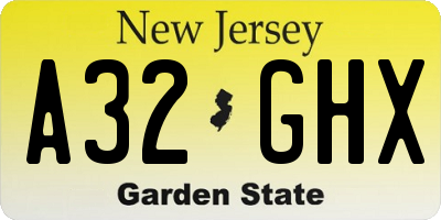 NJ license plate A32GHX