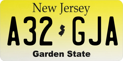 NJ license plate A32GJA